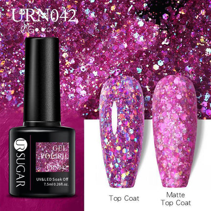 Color Glitter Nail Gel Polish UV LED Varnish Soak Off Manicure Top & Base Coat - Aimall