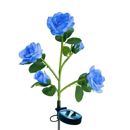 5 LED Solar Power Rose Flower Stake Lights Outdoor Garden Path Luminous Lamps - Aimall