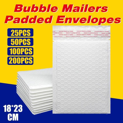 18*23cm Poly Bubble Mailers Envelope Padded Bag White Cushioned Satchel - Aimall