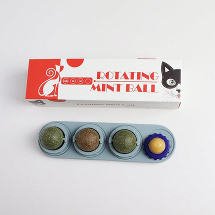 Cat Toy Catnip Ball Lick Solid Nutrition Help Digestion Wall Mount Hair Remover - Aimall