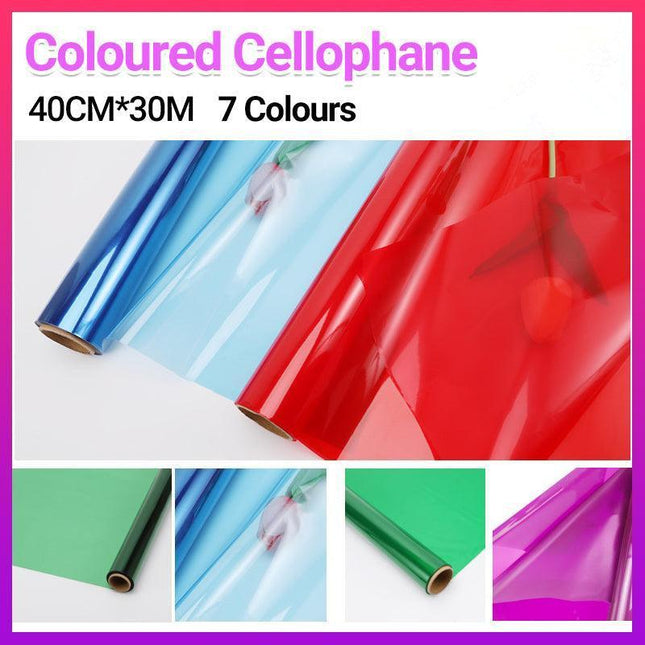 40×30M Cellophane Roll Film Plain Colourful Thick Florist Hamper Gift Wrap Craft - Aimall