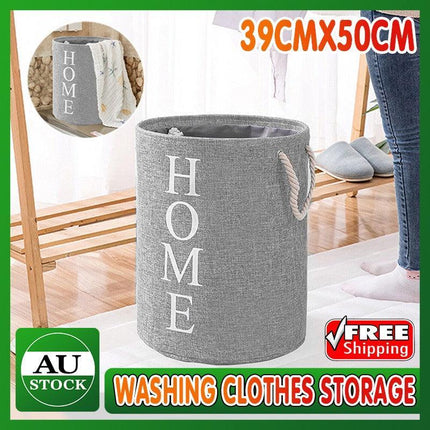 60L Large Foldable Laundry Washing Clothes Storage Hamper Basket Bin Organiser - Aimall