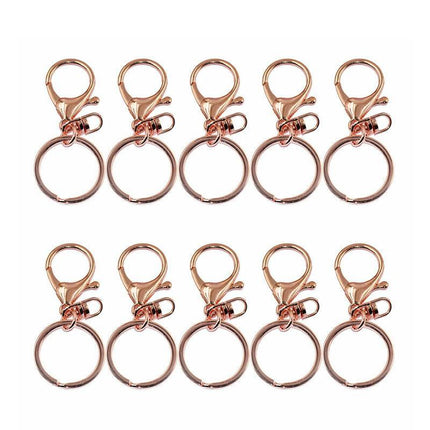 10X Rose Gold Swivel Lobster Clasp Keychains - Aimall