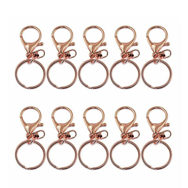 10X Rose Gold Swivel Lobster Clasp Keychains - Aimall