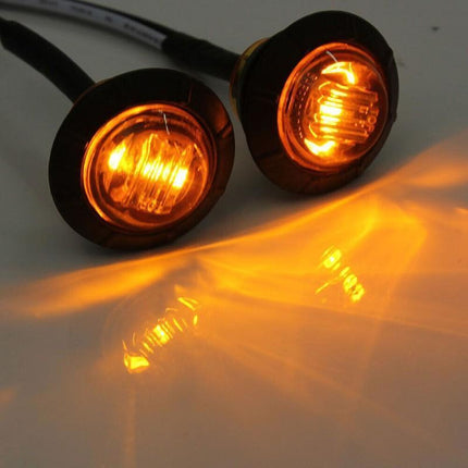 10X Round Marker Lights Amber LED Truck Trailer Side Clearance Indicators Light - Aimall