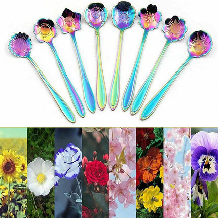 8x Spoon Long Handle Dessert Tea Coffee Mixing Spoon Stainless Steel Teaspoon - Aimall