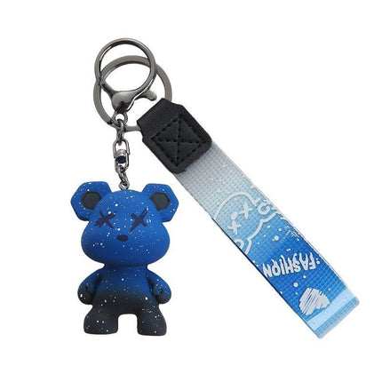 Car Keyring Animal Key Ring Lanyard Bear Keychain Gradient colour Bear Keychain - Aimall