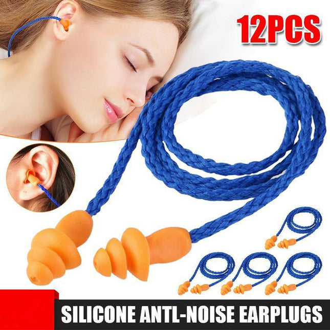 12X Silicone Soft Corded Ear Plugs Reusable Hearing Protect Safety Earplugs Au - Aimall