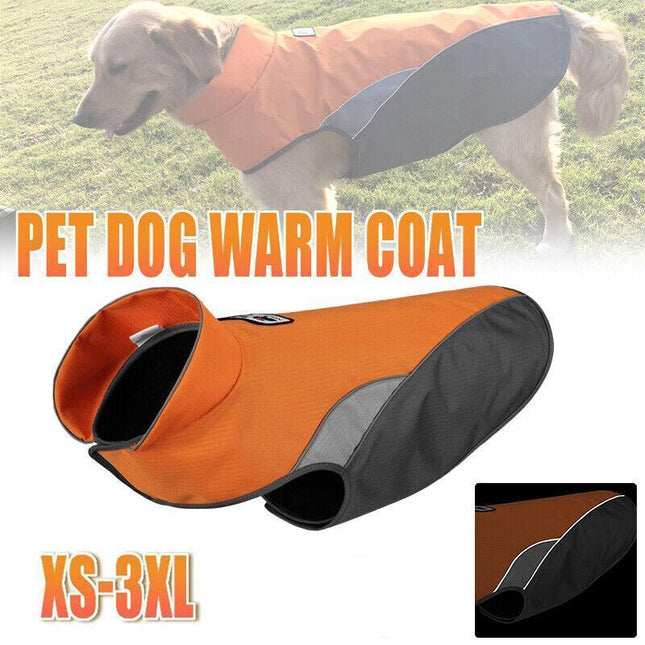 Orange Pet Dog Warm Coat Fleece Jacket Reflective Waterproof Winter Clothes Puppy Vest - Aimall