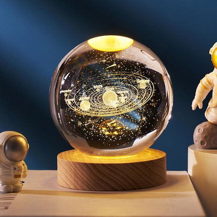 80mm Crystal Solar System Planet Globe 3D Laser Engraved Sun System Ball Gift - Aimall