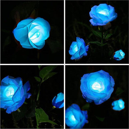 5 LED Solar Power Rose Flower Stake Lights Outdoor Garden Path Luminous Lamps - Aimall