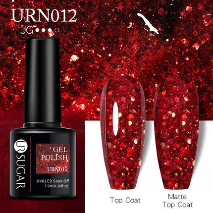 Color Glitter Nail Gel Polish UV LED Varnish Soak Off Manicure Top & Base Coat - Aimall