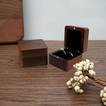 Ring Storage Box Wooden Box Jewelry Display Proposal Engagement Wedding Ceremony - Aimall