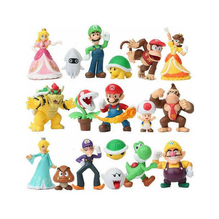NEW 18 PCS SUPER MARIO BROS ACTION FIGURES FIGURINES SET CAKE TOPPER DECOR TOY - Aimall