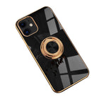 Black Luxury Shockproof Silicone Ring Case Stand Cover for iPhone 14 13 12 Pro Max - Aimall
