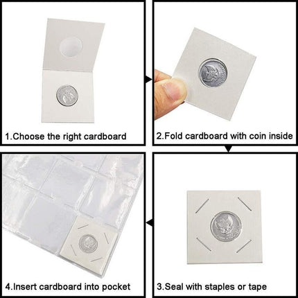 100PCS CARDBOARD 2"x 2" COIN HOLDERS 35mm SUIT 50c, 20c NEW - Aimall