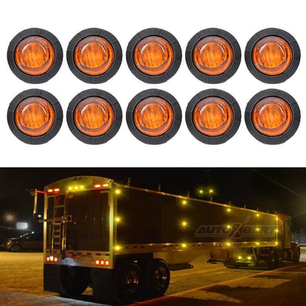 10X Round Marker Lights Amber LED Truck Trailer Side Clearance Indicators Light - Aimall