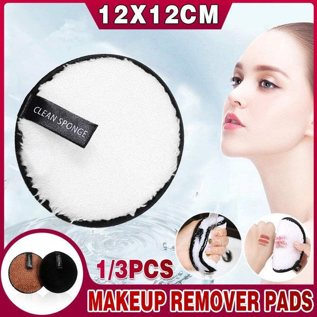 1/3X Reusable Makeup Remover Pads Microfiber Face Cleaner Puff Facial Cleansing - Aimall