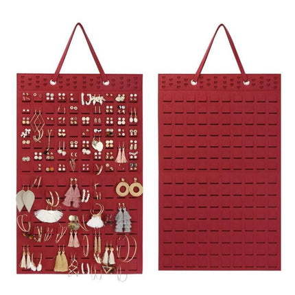 Hanging Jewelry Organizer Closet Necklace Holder Felt Jewelry Roll Jewelry - Aimall