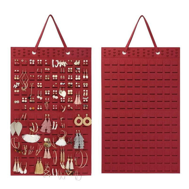 Hanging Jewelry Organizer Closet Necklace Holder Felt Jewelry Roll Jewelry - Aimall