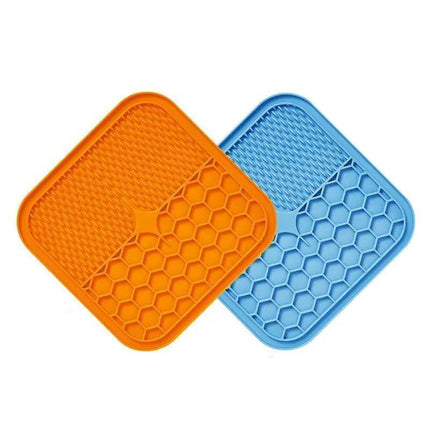 Silicone Pet Feeding Mat Slow Food Pads Dog Licking Pad Dispenser Plate 21*21*1cm - Aimall