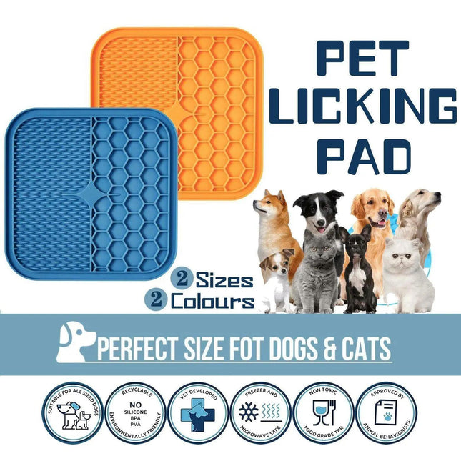 Silicone Pet Feeding Mat Slow Food Pads Dog Licking Pad Dispenser Plate 21*21*1cm - Aimall