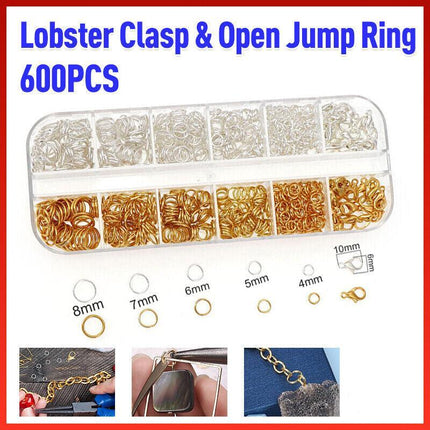 600x Jump Rings Split Lobster Clasps Hooks For DIY Jewelry Making Necklace VIC - Aimall