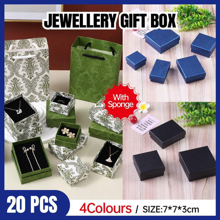 20pcs Ring Earring Gift Boxes Small Jewelry Packaging Storage Case Organiser