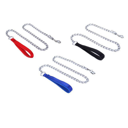 120CM Pet Dog Puppy Metal Chain Lead With Soft Padded Handle Leash Heavy Duty - Aimall