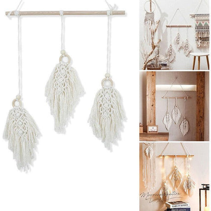 Leaf Shape Boho Handmade Macrame Wall Hanging knitting Cotton Rope Home Decor - Aimall