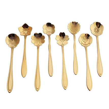 8x Spoon Long Handle Dessert Tea Coffee Mixing Spoon Stainless Steel Teaspoon - Aimall