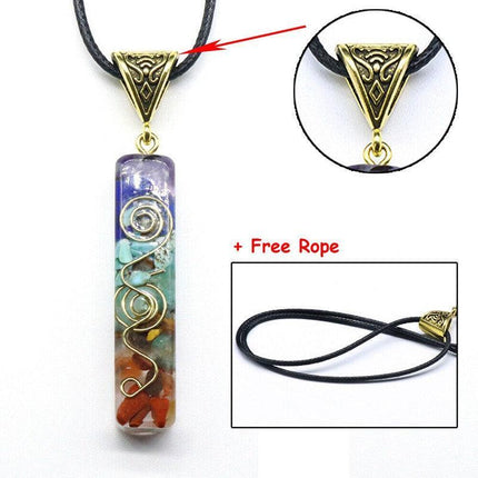 New Chakra Crystal 7 Stone Necklace Reiki Yoga Orgone Pendant Healing STOCK - Aimall