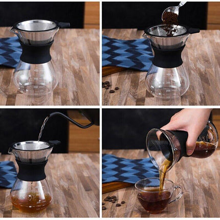 Coffee Tea Cup Drip Filter Mesh Holder Reusable Stainless Steel Pour Over Funnel - Aimall