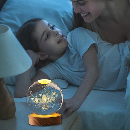 80mm Crystal Solar System Planet Globe 3D Laser Engraved Sun System Ball Gift - Aimall