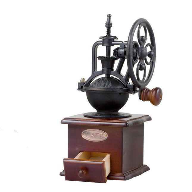 Wooden Manual Coffee Grinder Hand Cast iron Retro Handmade Coffee Mill Grinders - Aimall