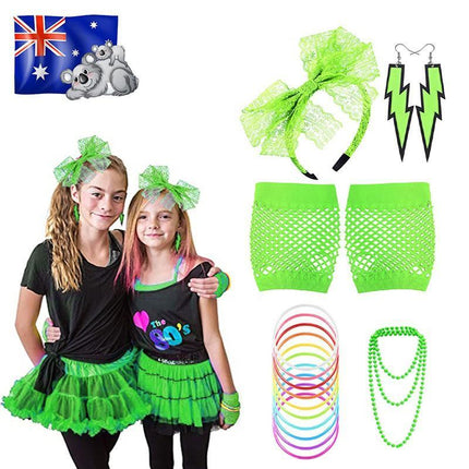 80S Accessories Gloves Fancy Party Neon Dress Rave Warmers Leg Fishnet Hen Beads - Aimall