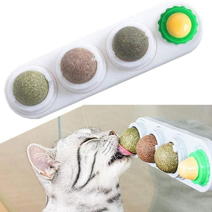Cat Toy Catnip Ball Lick Solid Nutrition Help Digestion Wall Mount Hair Remover - Aimall
