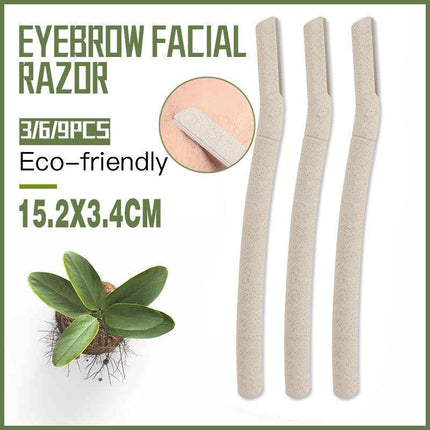 9X Eyebrow Facial Razor Dermaplaning Tool with Biodegradable Wheat Straw Handle - Aimall