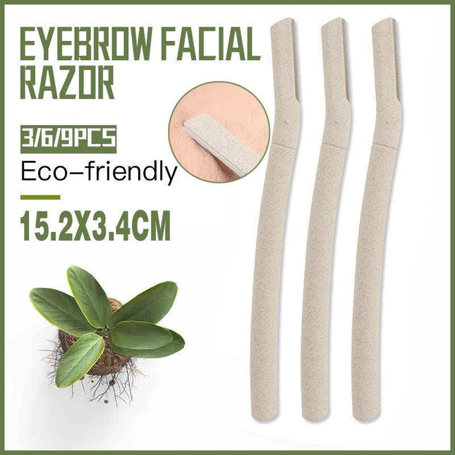 9X Eyebrow Facial Razor Dermaplaning Tool with Biodegradable Wheat Straw Handle - Aimall
