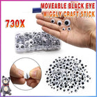 730x Google Googly Eyes Joggle Moveable Black Eye Wiggly Craft Stick On Adhesive - Aimall