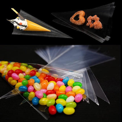 100 Clear Cello Cone Bags Easter Lollies Lolly Favours Candy Treat STOCK - Aimall