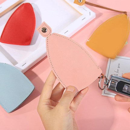 Leather Key Pouch with Pull Strap Case Holder Bag Ring Organizer House Car Keys - Aimall