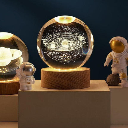80mm Crystal Solar System Planet Globe 3D Laser Engraved Sun System Ball Gift - Aimall