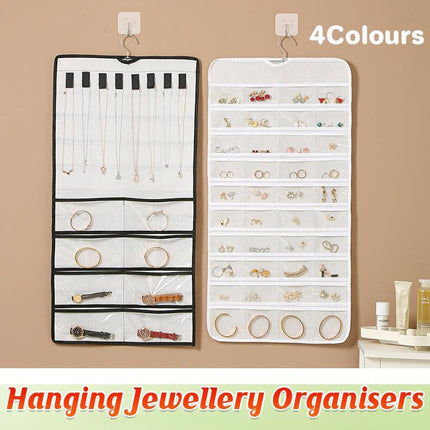 48 Pockets Jewelry Hanging Storage Organizer Holder Earring Display Pouch Bag - Aimall