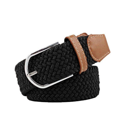 Belt For Men Elastic Waistband Canvas Buckle Braided Mens Woven Stretch Strar - Aimall