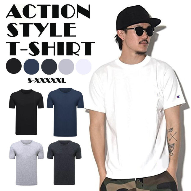 Men's T-shirt Plain Blank 100% heavy Cotton Basic Tee Short Sleeve Large S - 5XL Grey - Aimall