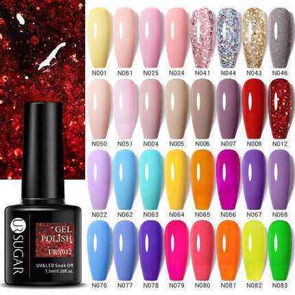 Color Glitter Nail Gel Polish UV LED Varnish Soak Off Manicure Top & Base Coat - Aimall