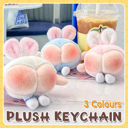 Honey Peach Butt Keychain Rabbit Ears Pendant Toy Bag Decor Plush Doll Key Ring - Aimall