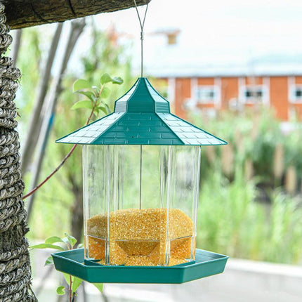 Garden Hanging Wild Bird Feeder Birds Gazebo Shape Container Waterproof Outdoor - Aimall