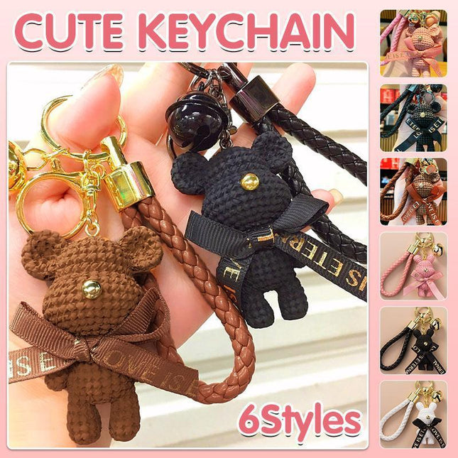 Rabbit/Bear Doll Accessories Car Key Ring Keyring Ornaments Bear Keychain - Aimall